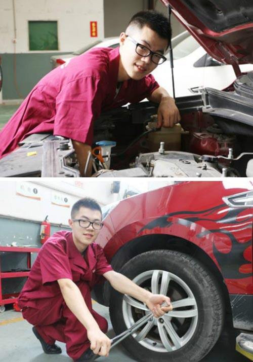 饶博成喜欢汽修,逐渐成长为汽修精英